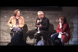 Everett, Saiz, Turnure-Salleo Richard Saiz from ITVS talks about documentary innovation with New Doc Editing owner Karen Everett (L) and Michele Turnure-Salleo (R) from the San Francisco Film Society.